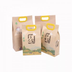 Оптовая цена индивидуальный логотип печати прочный влагостойкий размер 2,5 кг 5 кг крафт-бумага рисовая упаковка мешок